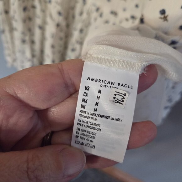 American Eagle Ivory and blue mini Floral Dress size medium M - Picture 7 of 7